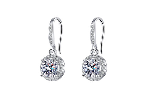2302 NEW Four claws inlaid with diamond earrings 6219