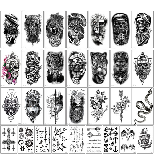 2304NEW-30pcsTiger, snake Tattoo sticker set disposable6590