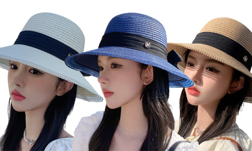 2304 NEW Traveling with sunshade straw hat, seaside vacation, sun hat, lady  7005