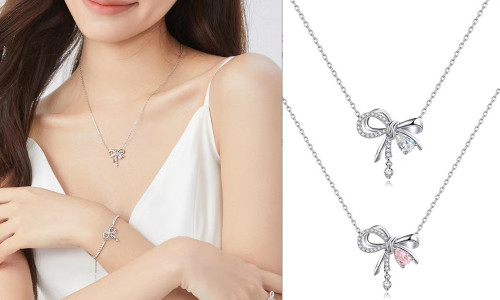 2305 NEW Girl Knot, Bow Knot, Necklace, Sweet, Versatile, and Popular Collar Chain 7022 LA