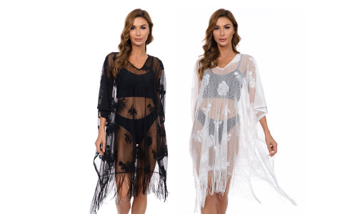 2307 NEW Lace Tassel Perspective Beach Sunscreen Cover 7508LA