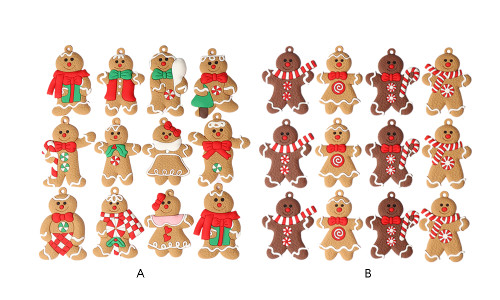 2308 NEW 12PC Gingerbread man Christmas tree decoration Christmas scene decoration pendant 7815LA