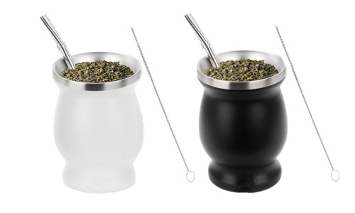 2308 NEW Stainless steel Madai cup, gourd shaped large belly tea cup, water cup with filter spoon and brush 7919