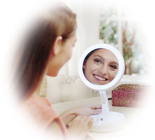 Travel Mirror with LED light and 1X/10X Magnifying mirror