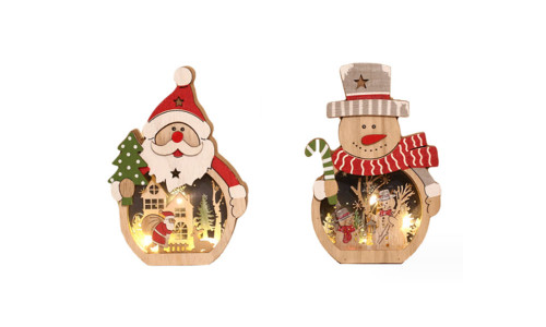 2310 NEW LED illuminated Santa Claus snowman wooden decorations for Christmas decoration 8270