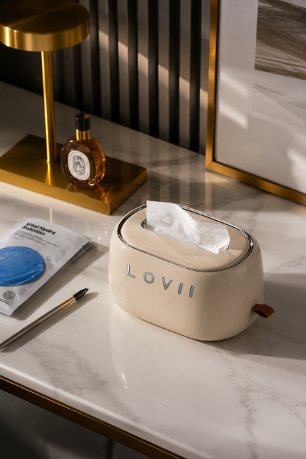 2311  LOVII Signature Tissue Box Cream7669  GB