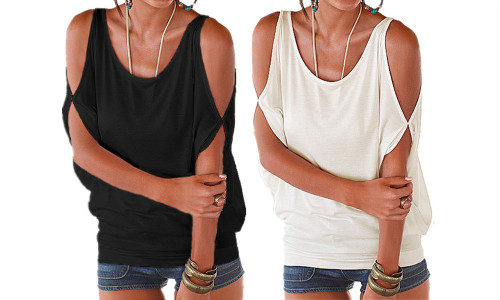 2406NEW-Off-shoulder bat loose short-sleeved T-shirt8707