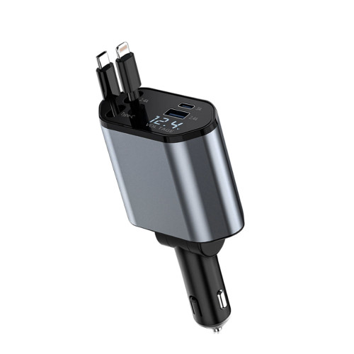 NEW  2409 Retractable car charger 120W fast charging USB and TYPE-C Apple interface 8553