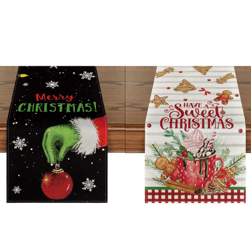 2411 New Christmas printed table mat, holiday decoration creative tablecloth 8986