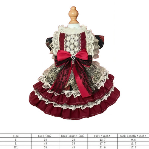 NEW 2510 Pet Lolita Princess Wind Dress Lace Edge Teddy Dress 9578