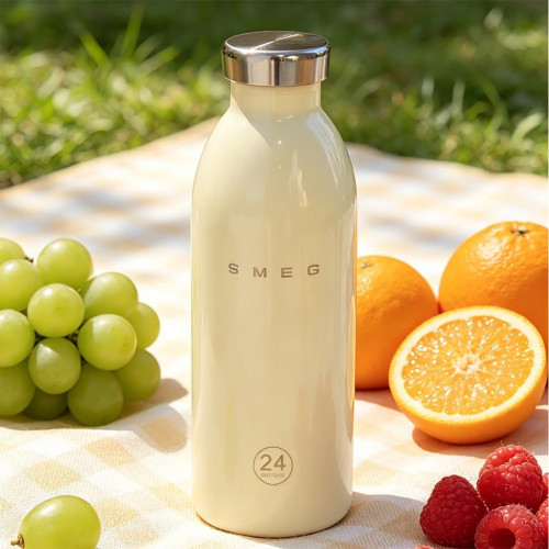 NEW 2604 Retro Thermal Mug with Lid 500ml, Insulated Coffee Cup, Leakproof Double Wall Travel Mug Cream B129