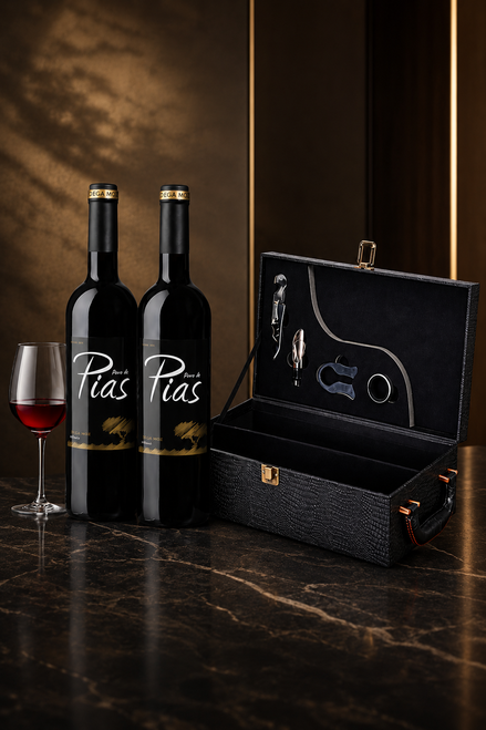 Father's Day Luxury Wine Gift Set – 2 Red Wines & Leather Case