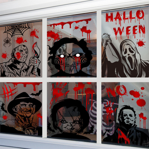NEW 2607 Halloween Static Cling Window Stickers Reusable Ghost Pumpkin Bat Window Decals for Home Party Decor B227