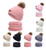Winter Warm Kids Hat And Scarf Set Knitted Neck Warmer Beanie with Faux fur pom8786