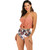 2305  NEW  Splitted Ms. Swallowing Swimsuit, lotus leaf high -waisted swimwear printing foreign trade bikini  6752