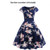 Short-sleeved vintage printed V-neck long-sleeved big swing dress-LA