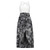 Lace stitching printed suspenders V-neck resort beach long skirt split chiffon dress-LA