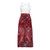Lace stitching printed suspenders V-neck resort beach long skirt split chiffon dress-LA