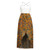 Lace stitching printed suspenders V-neck resort beach long skirt split chiffon dress-LA