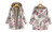 Women warm thick plush coat jacket floral print hooded retro jacket