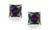  Square Black Mystic Rainbow Princess Cut  Stud Earrings For Women Sterling Silver Screwback -LA 1029