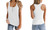 NEW-Tank Tops Button Down Sleeveless Scoop Neck Vest Shirts -1082LA