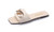 New-Slippers Women Summer Ladies Square Toe Flat Slides Fashion Metal Decoration Sandals Beach Lady Shoes3507