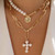 New-Cross Thick Chain Multilayer Circle Portrait Pendant-LA