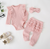 BRA-BabyGirls Clothes Solid Ruffles Romper Bodysuit + Floral Pant + Headband Outfits 