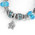 NEW-Ocean Shell Blue Crystal Glass Chain Bangle0168-LA