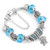 NEW-Ocean Shell Blue Crystal Glass Chain Bangle0168-LA
