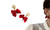 NEW Red bow pearl stud earrings 0237-la