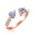 Double Hearts Adjustable ring--3299la