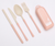 NEW Wheat Straw Eco Reusable Portable folding cutlery set 5427