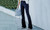 NEW Autumn and winter women solid color high-rise slim corduroy micro flared pants 5645
