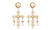 NEW Women's vintage baroque cross and pearl court style earrings 5832