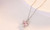 NEW   Pink Love Necklace Female Heart Zircon Pendant Collar Chain  6068
