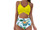 2304 NEW Printed Cross Strap High Waist Swimsuit Split Two Piece Set 6697