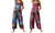 2304  NEW  Women's fashionable ethnic style patchwork retro printed button strap jumpsuit 6867