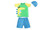 2304 NEW Boys' split body swimsuit and cap three piece set 6874