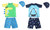2304 NEW Boys' split body swimsuit and cap three piece set 6874