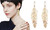 2305 NEW Metal Leaf Tassel Leaf Long Earrings 7040LA