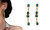 2305 NEW 925 Silver Needle Geometric Green Earrings Long Style 7115LA