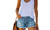 2305 NEW Perforated tassel denim shorts with straight breasted women's hot pants 7147LA