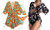 2307 NEW Three piece mesh drawstring printed split Bikini swimsuit 7511LA