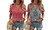 2307 NEW Women's printed two button short sleeved top 7537LA