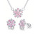 2309 NEW Pink cherry blossom zircon earrings necklace set 8160 la