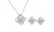2404 Eternal Heart Full Diamond Zircon Spinning Lucky Clover Earrings Necklace Set 8422LA