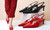 2404  Women's shoes French pointed lacquered leather wrapped with thin heels, hollow sandals, buckle decoration, pull strap, exposed heels, red high heels, women's shoes 8427