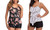 NEW  Women 2 Piece Swimsuits Flounce Printed Top with shorts Swimwear Bathing Suit   8506
